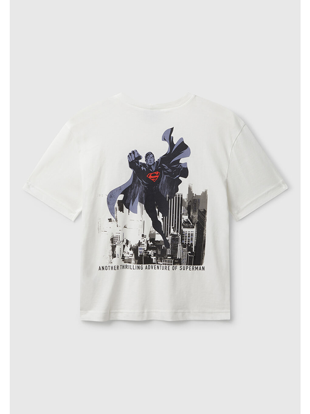 Erkek Çocuk Ekru Superman Baskılı Logo Etiketli T-shirt-1
