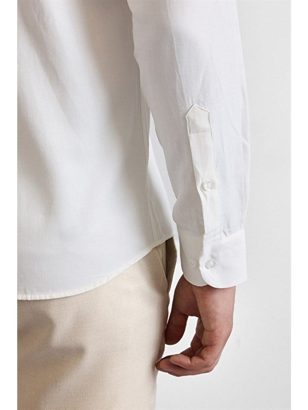 Ekru Slim Klasik Yaka Casual Gömlek-3