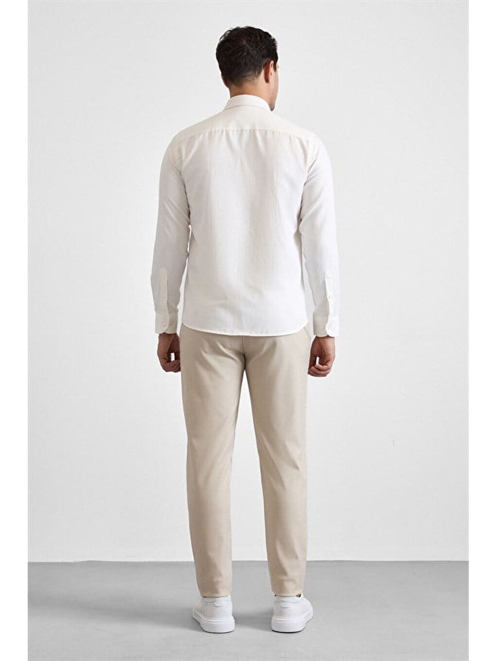 Ekru Slim Klasik Yaka Casual Gömlek-4