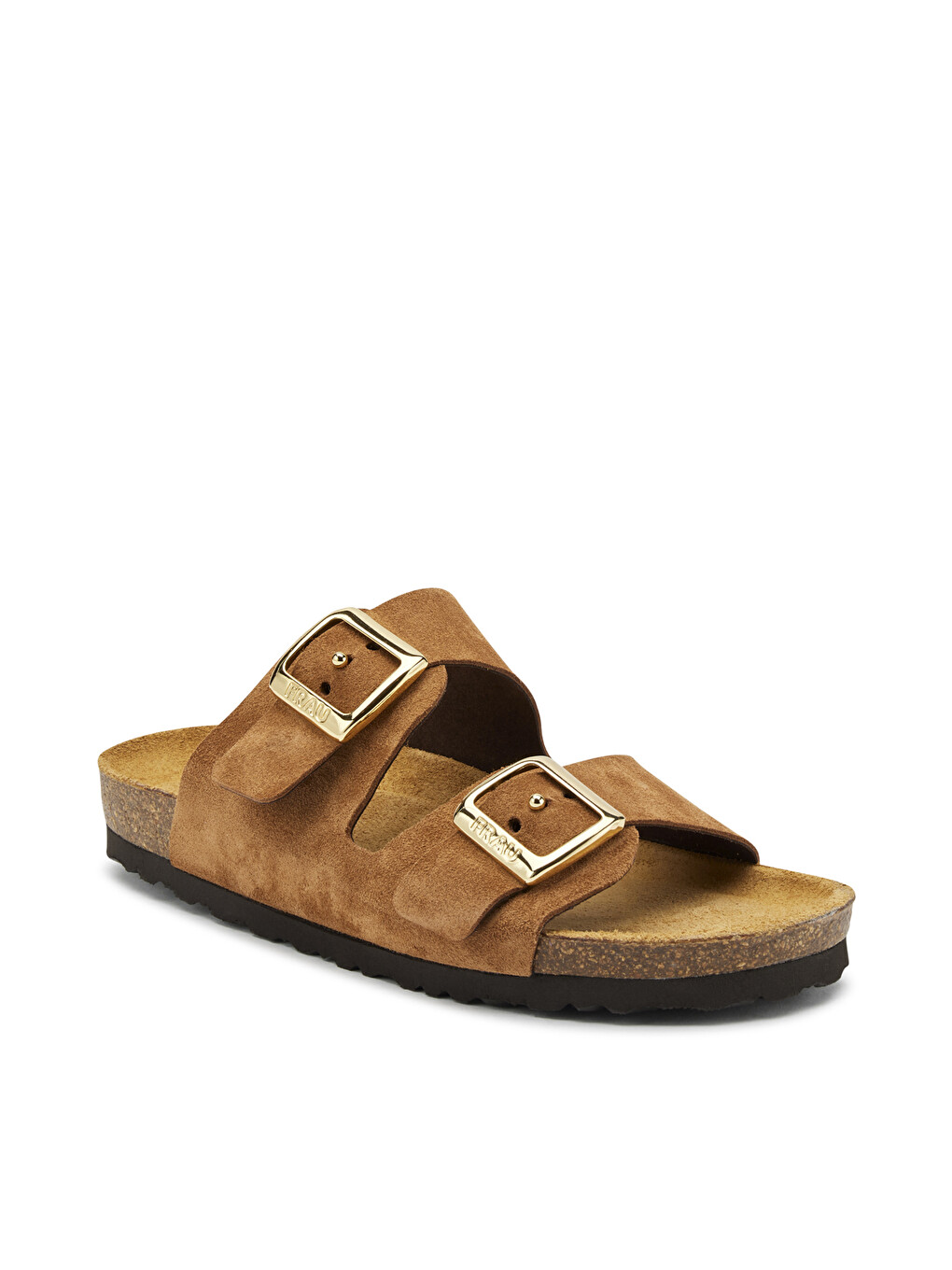 Kahverengi Kadın Terlik 17B8 SUEDE Double-Strap Sliders-1