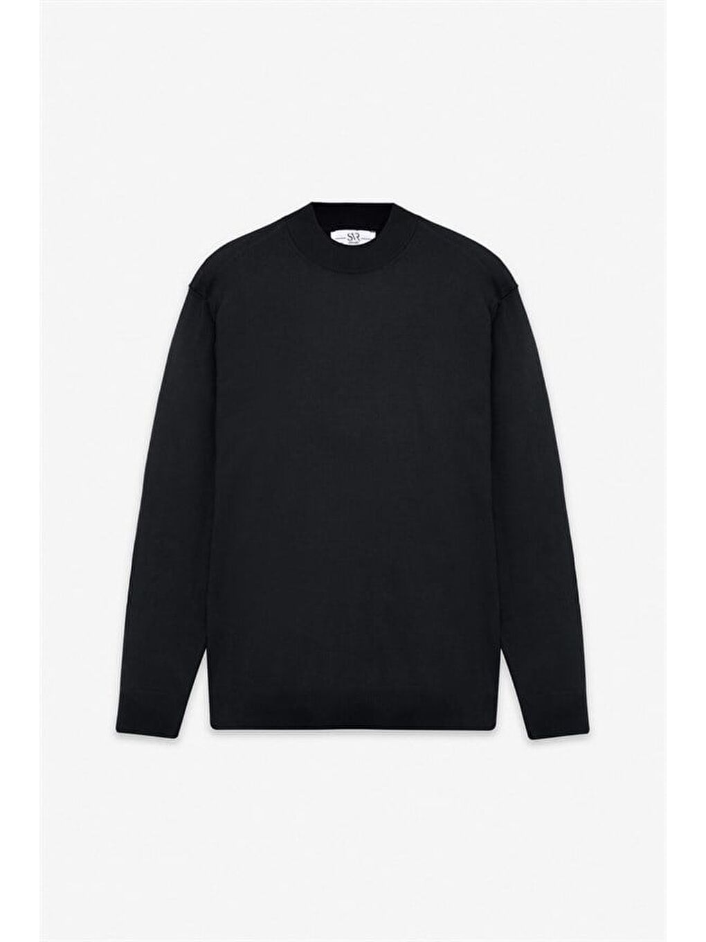 Siyah Regular Düz Yarım Balıkçı Yaka Kazak-4