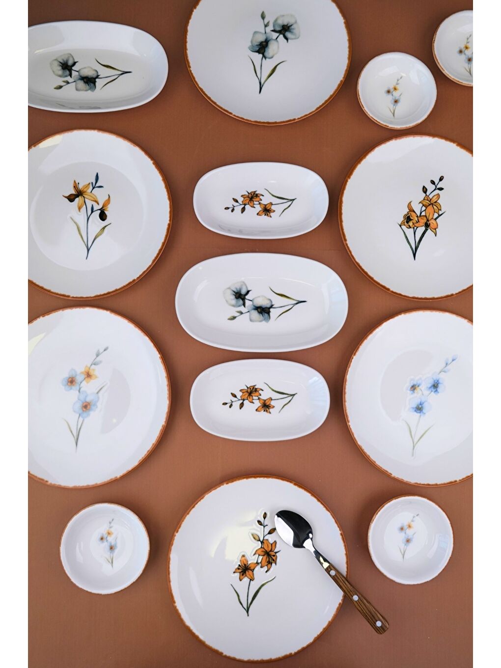 Beyaz Porselen Azelya Kahvaltı ve İkram Takımı 6 Kişilik 14 Parça-1