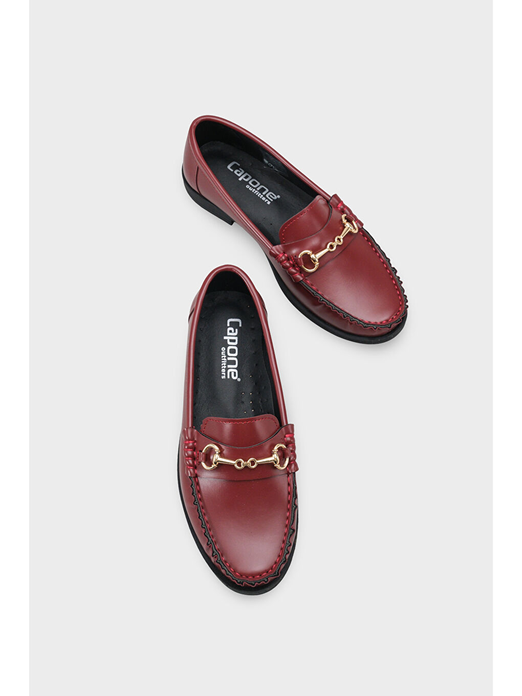Bordo Karlie Metal Tokalı Kadın Loafer Ayakkabı-5