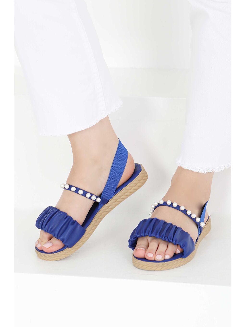 Mavi Kadın Saks İncili Sandalet - 27404-1