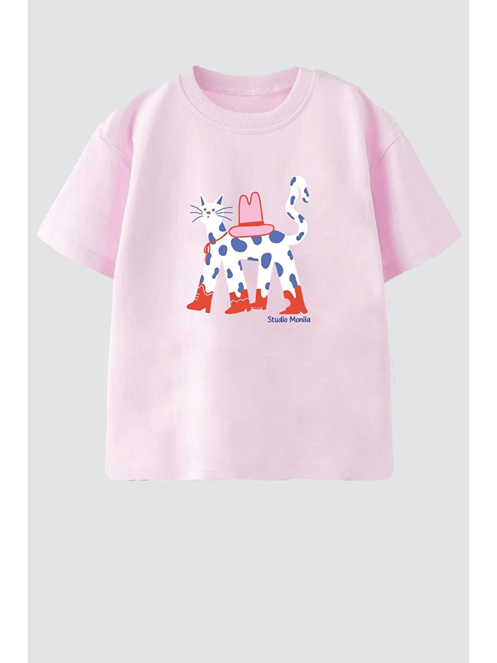 Pembe Kız Çocuk Bisiklet Yaka Baskılı Tshirt-1