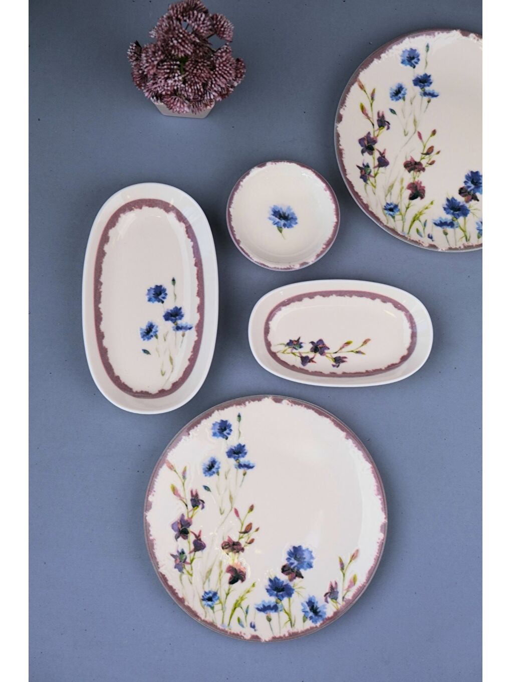 Beyaz Porselen Morden Kahvaltı ve İkram Takımı 6 Kişilik 14 Parça-3