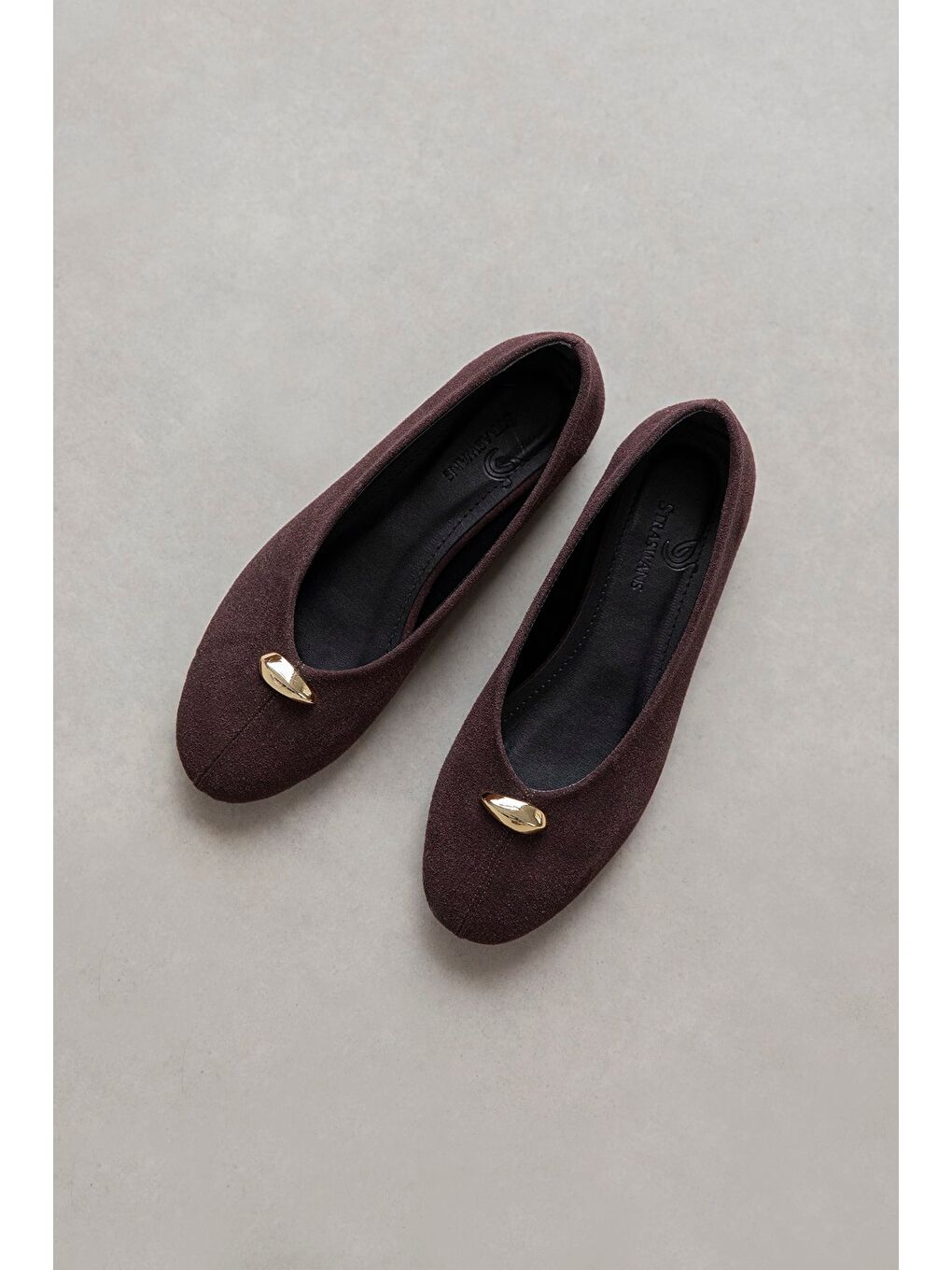 Kahverengi Brett Kadın Aksesuar Detay Süet Babet Kahve