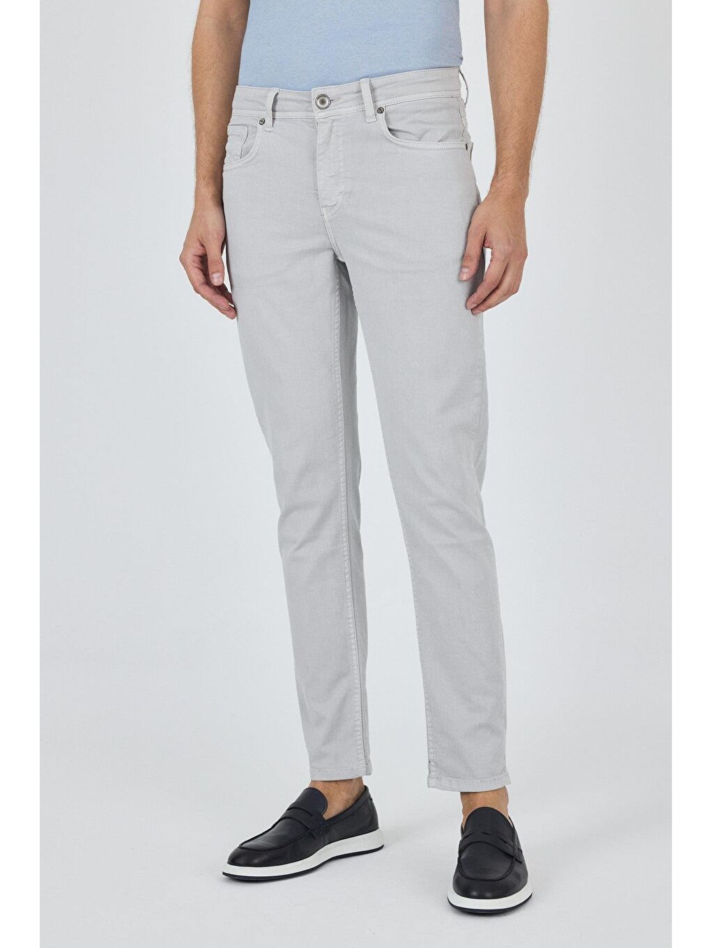 Bej Taş Rengi Pamuklu 5 Cep Casual Slim Fit 5 Cep Pantolon 1003250318-1