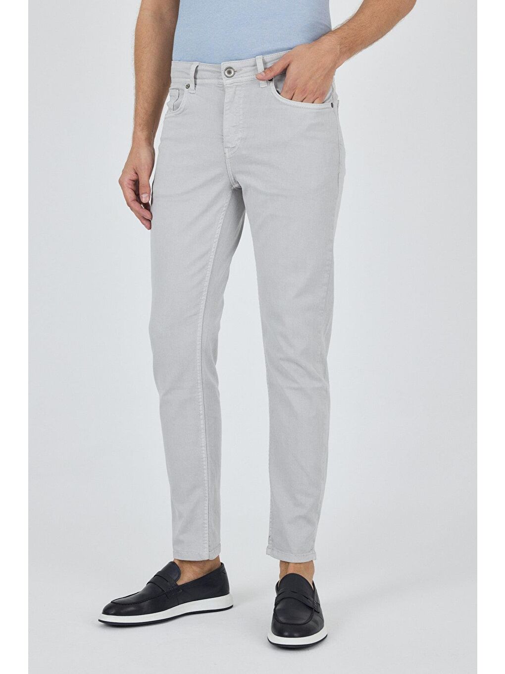 Bej Taş Rengi Pamuklu 5 Cep Casual Slim Fit 5 Cep Pantolon 1003250318-2