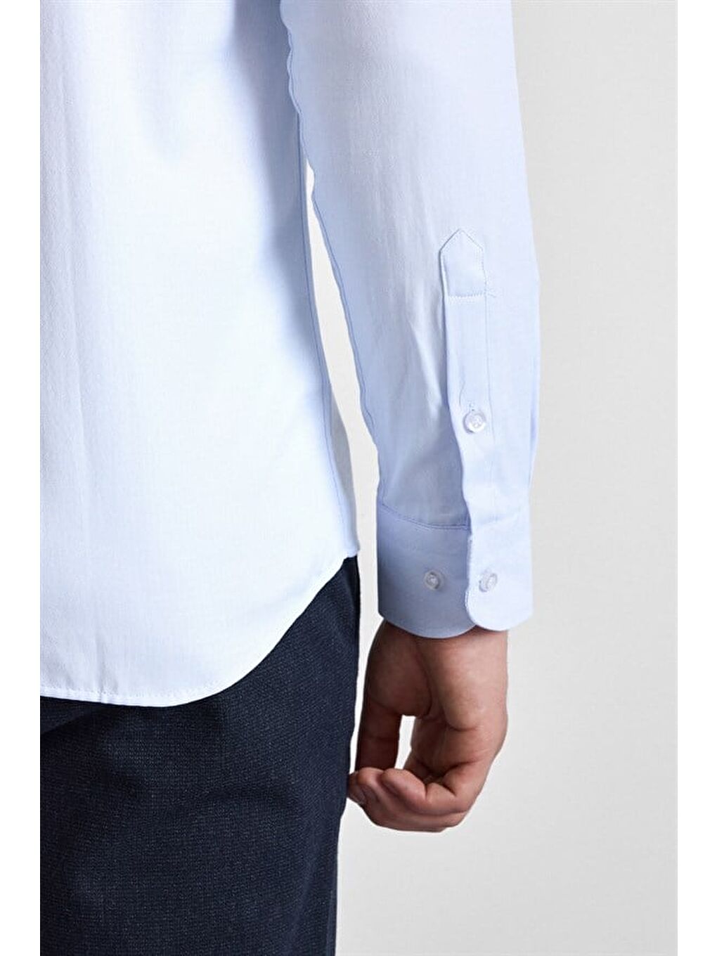 Buz Mavi Slim Klasik Yaka Casual Gömlek-2