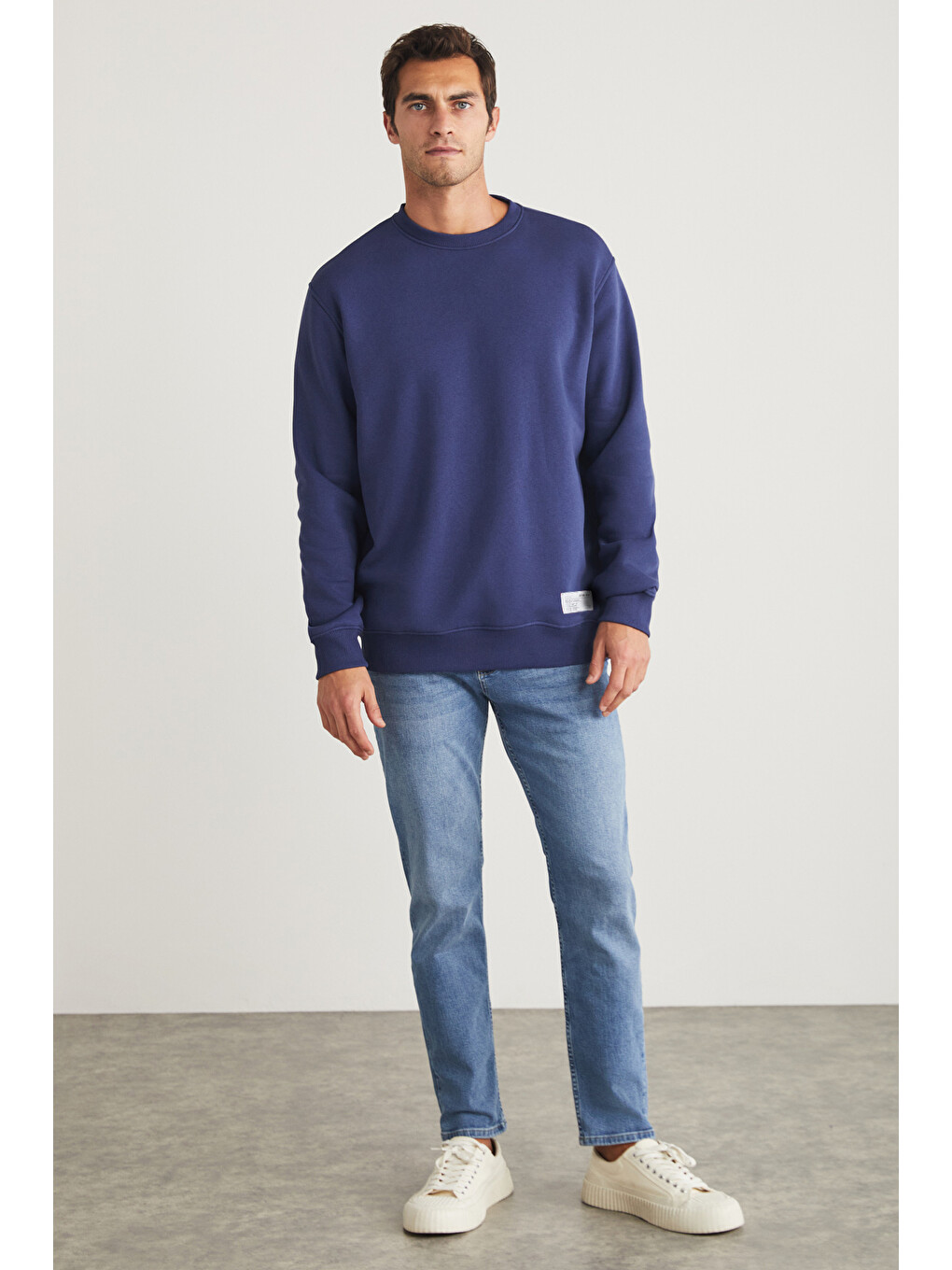 Travıs Erkek Organik Kumaşlı Yumuşacık Regular Fit Yuvarlak Yakalı Lacivert Sweatshirt-1