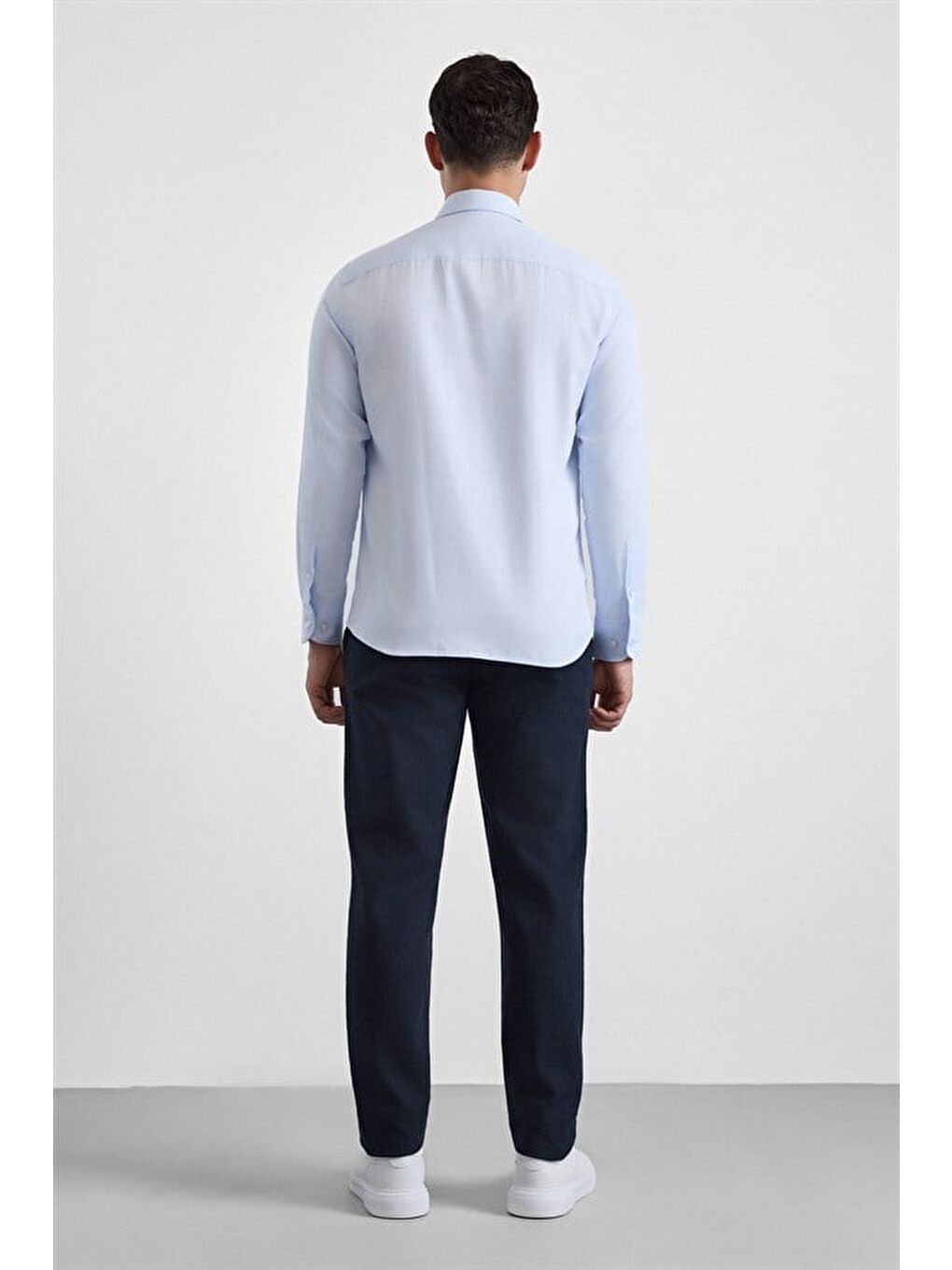 Buz Mavi Slim Klasik Yaka Casual Gömlek-3