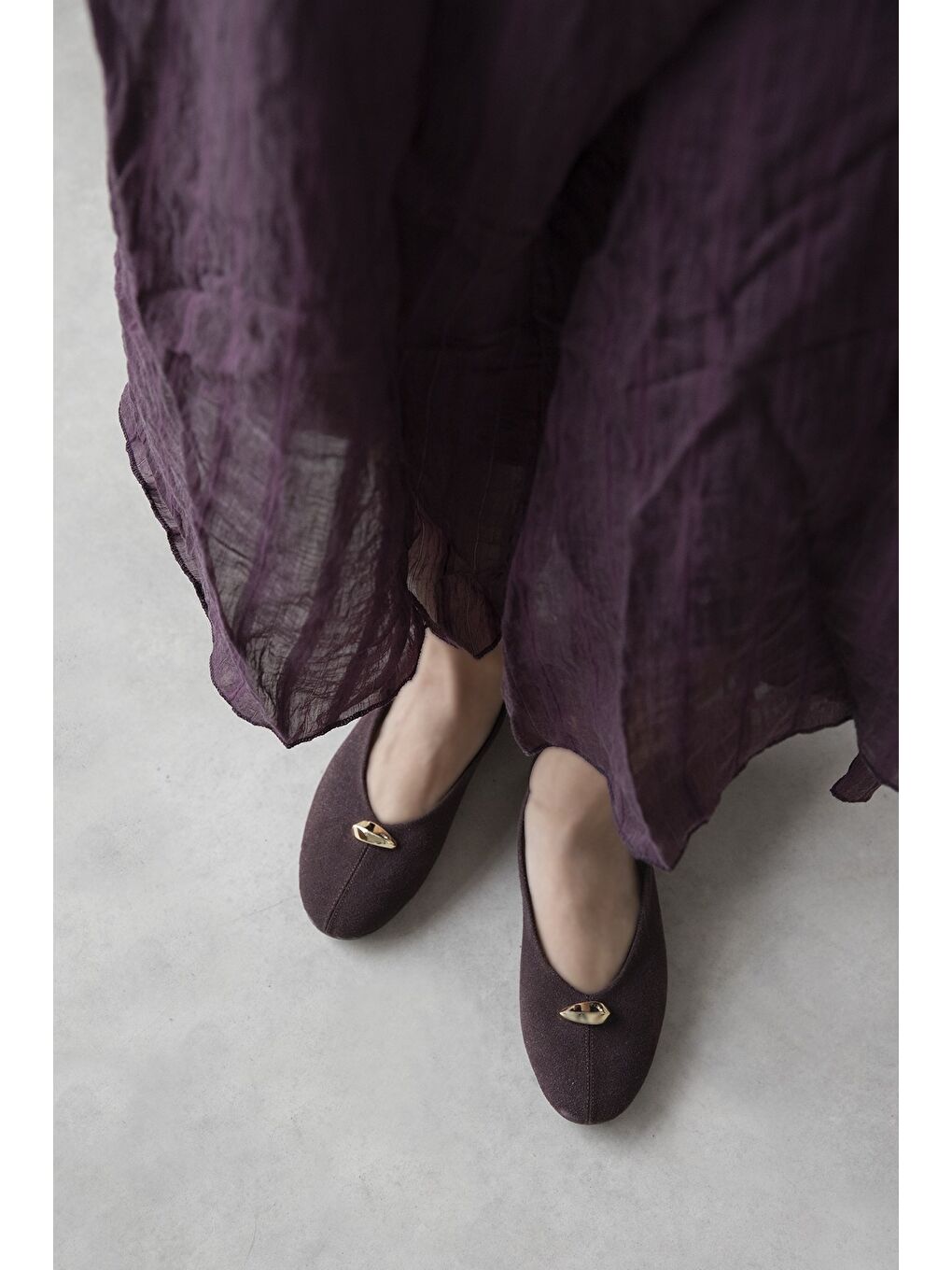 Kahverengi Brett Kadın Aksesuar Detay Süet Babet Kahve-2