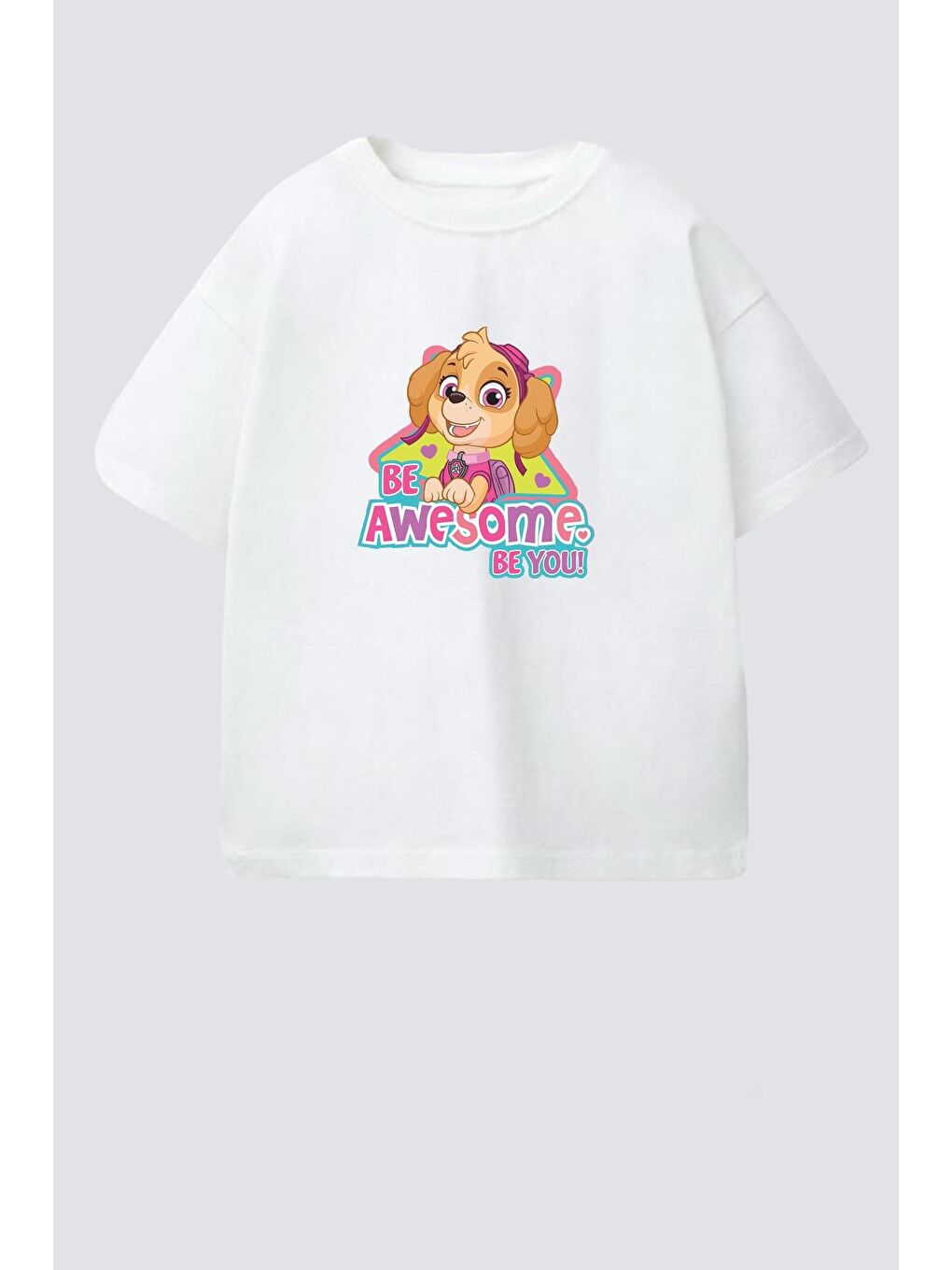 Ekru Kız Çocuk Bisiklet Yaka Baskılı Tshirt