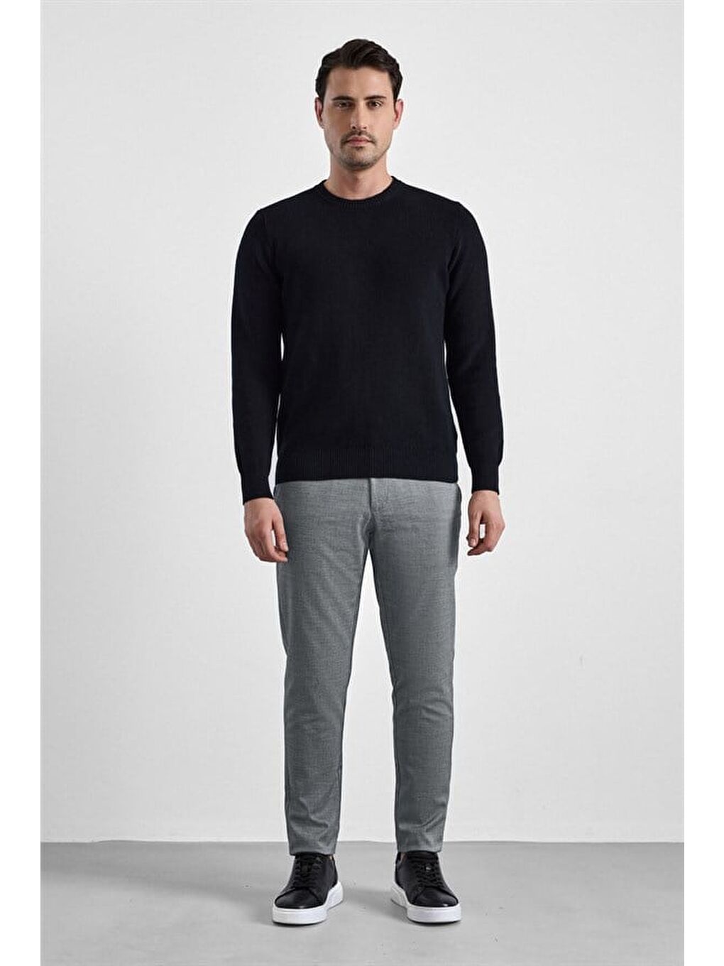 Siyah Regular Bisiklet Yaka Kazak-2