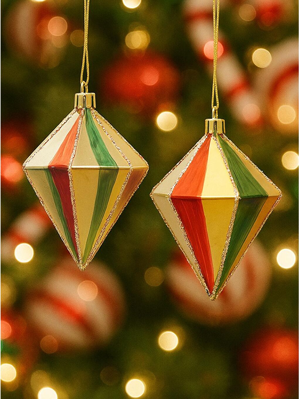 Karışık Yılbaşı Ağaç Süsü Kristal Sarkıt Simli Asılabilir Çam Ağacı Dekoru Renkli  10 cm 2'li