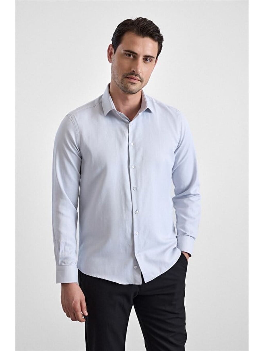 Gri Taş Slim Klasik Yaka Casual Gömlek