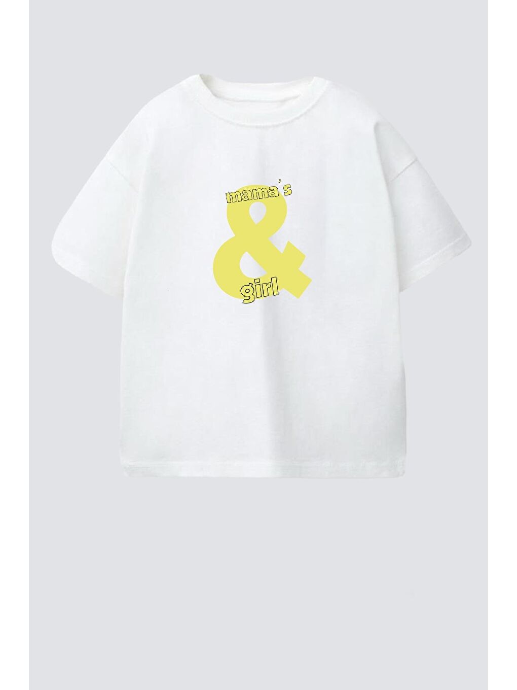 Ekru Kız Çocuk Bisiklet Yaka Baskılı Tshirt-1