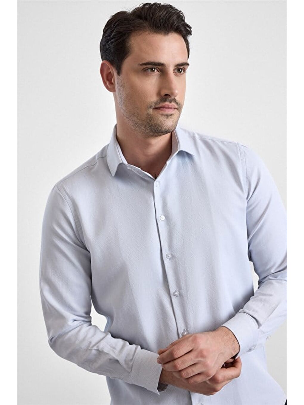 Gri Taş Slim Klasik Yaka Casual Gömlek-1