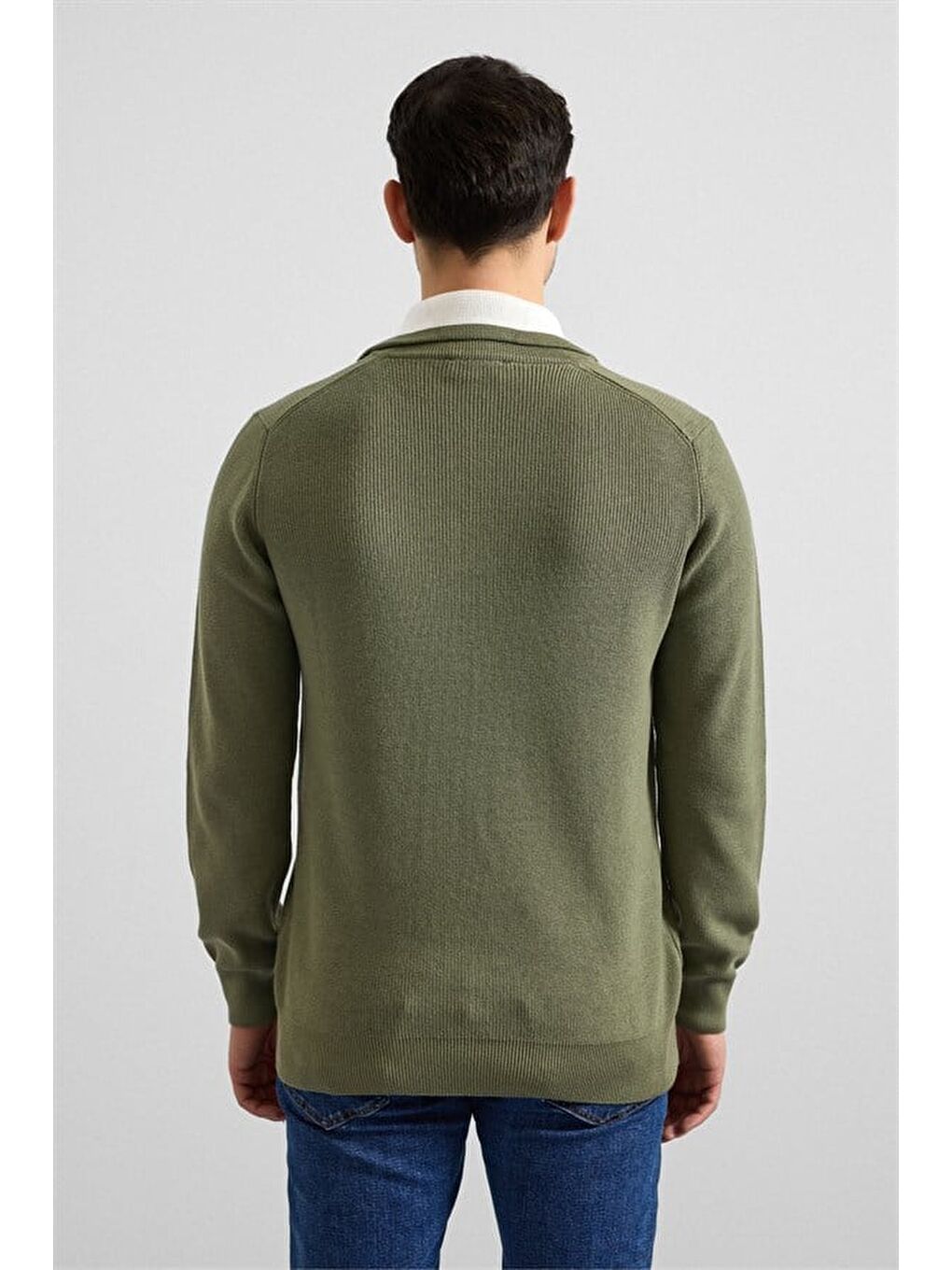 Koyu Yeşil Regular Yarım Balıkçı Yaka Kazak-4