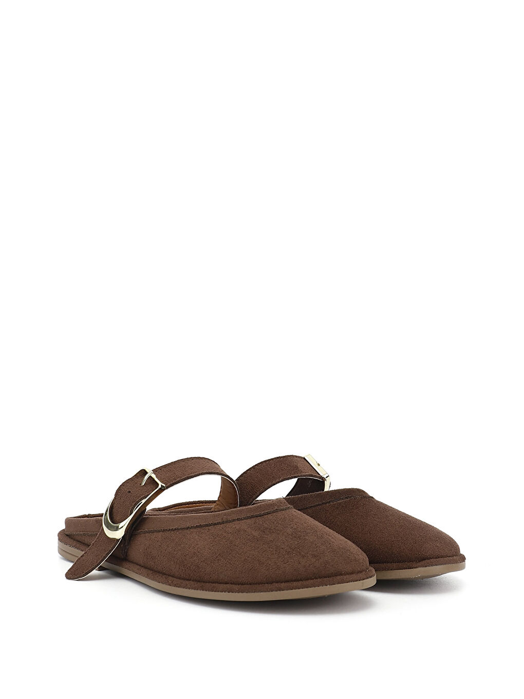 Kahverengi Kadın AÇIK KAHVERENGİ Burunu Kapalı Tokalı Terlik-1