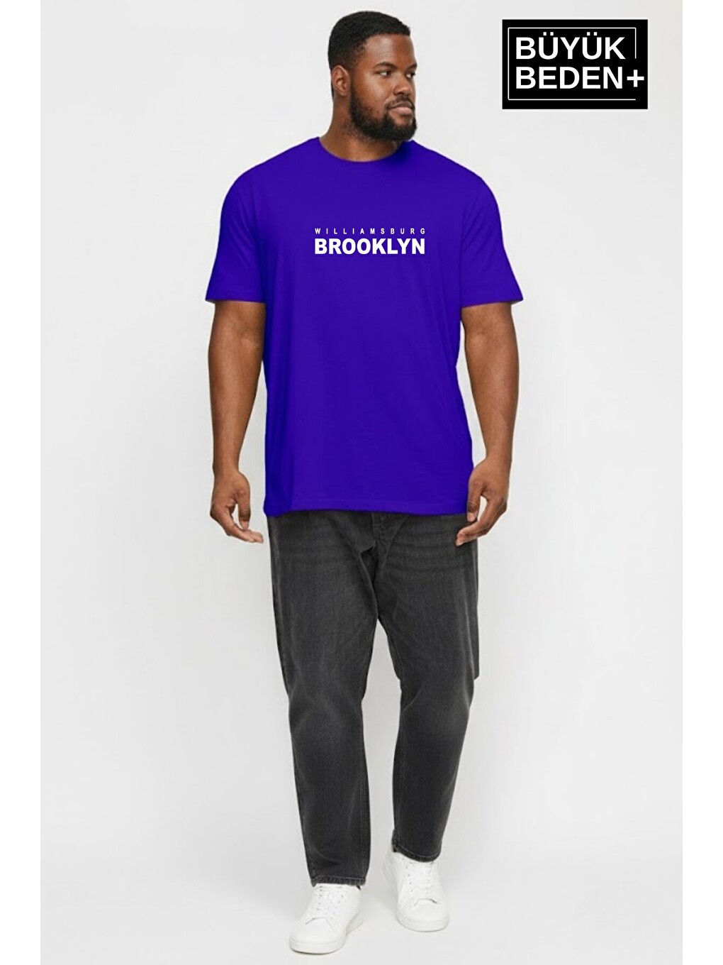 Mavi Erkek Büyük Beden Willamsburg Brooklyn Baskılı 3xl-6xl Bisiklet Yaka Tshırt SPR26BTS510-16