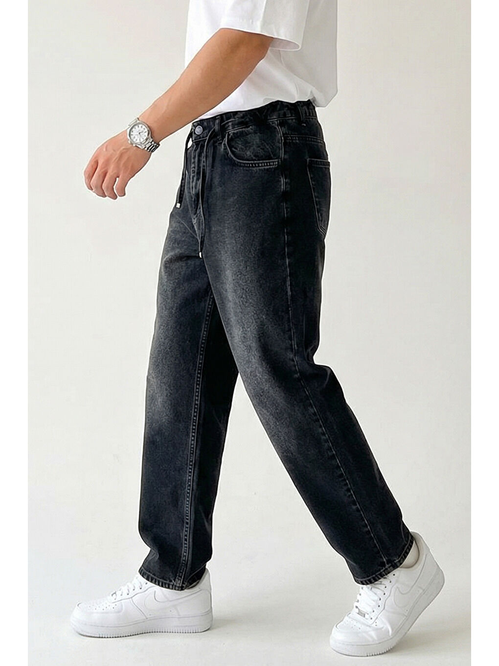 Erkek Rahat Kesim Baggy Jean Pantolon 30075 - Siyah-1