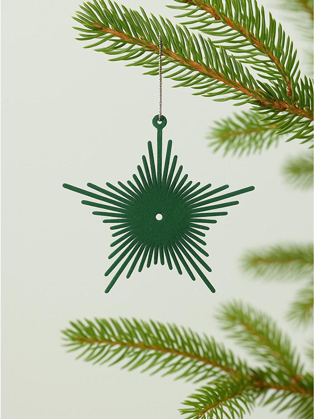 Yılbaşı Ağaç Süsü Kadife Yıldız Dekoratif Süs Yeşil 13 cm