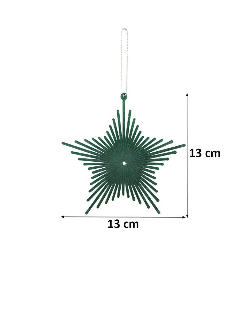 Yılbaşı Ağaç Süsü Kadife Yıldız Dekoratif Süs Yeşil 13 cm-1
