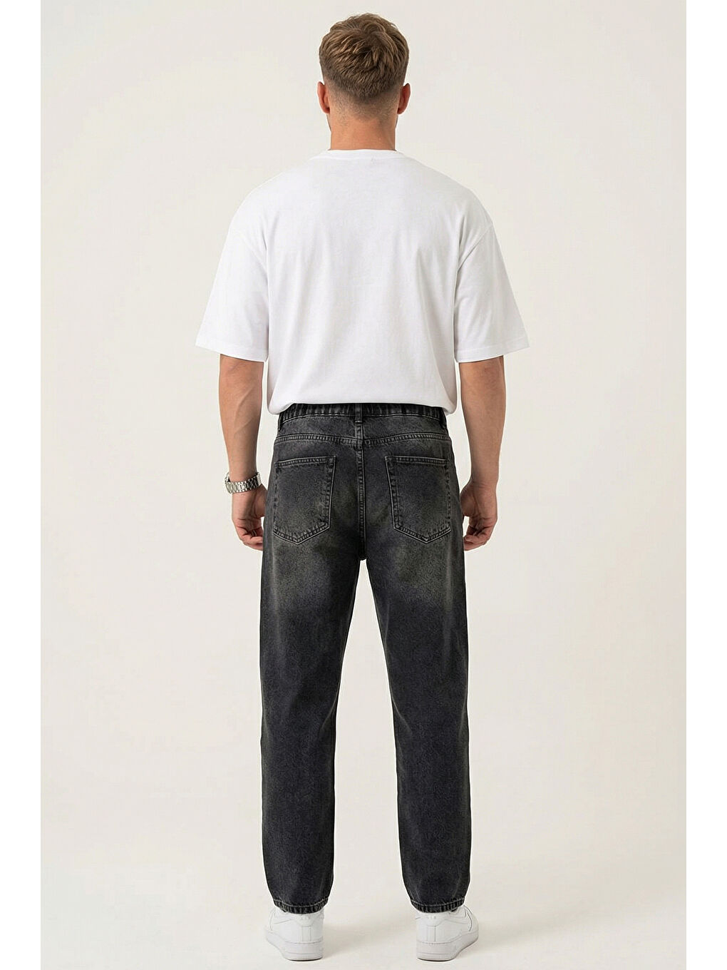 Erkek Rahat Kesim Baggy Jean Pantolon 30075 - Siyah-3