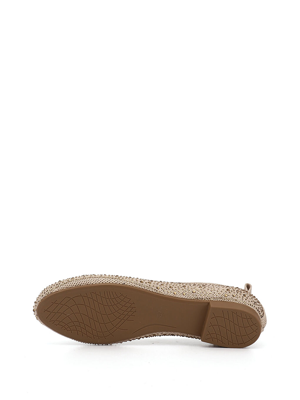 Sarı Kadın BRONZ Taşlı Yuvarlak Burunlu Babet-4