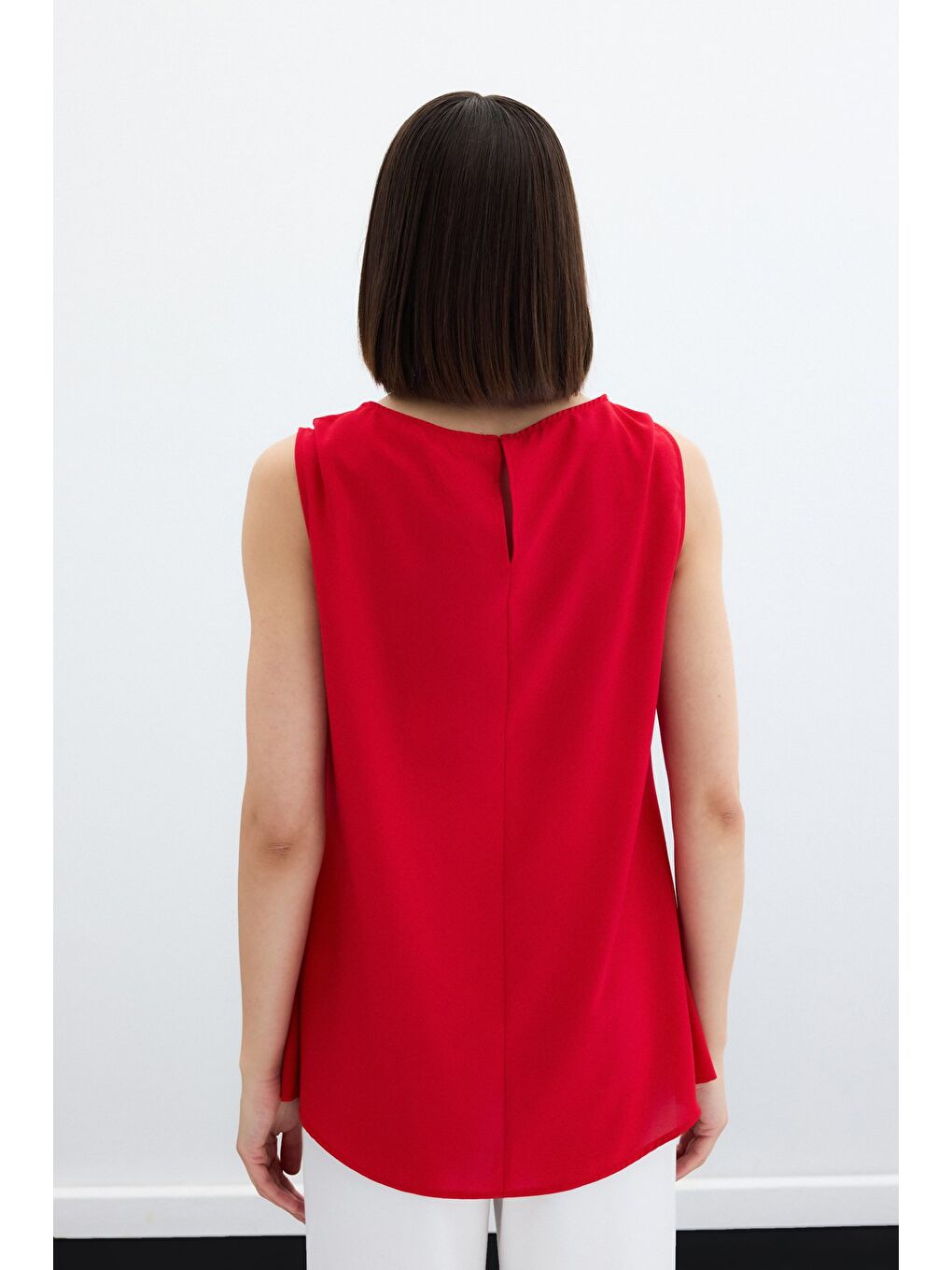 Tek Omuz Detaylı Bluz - Kırmızı-7