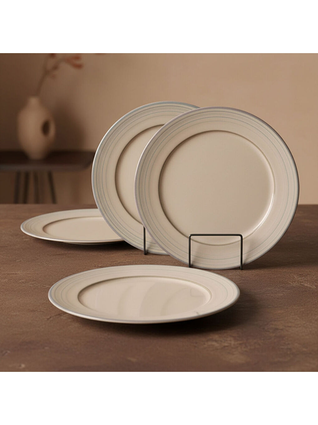 Ekru Valeron 6 Adet 20 Cm Pasta Tabağı Reaktif Agate  969-1