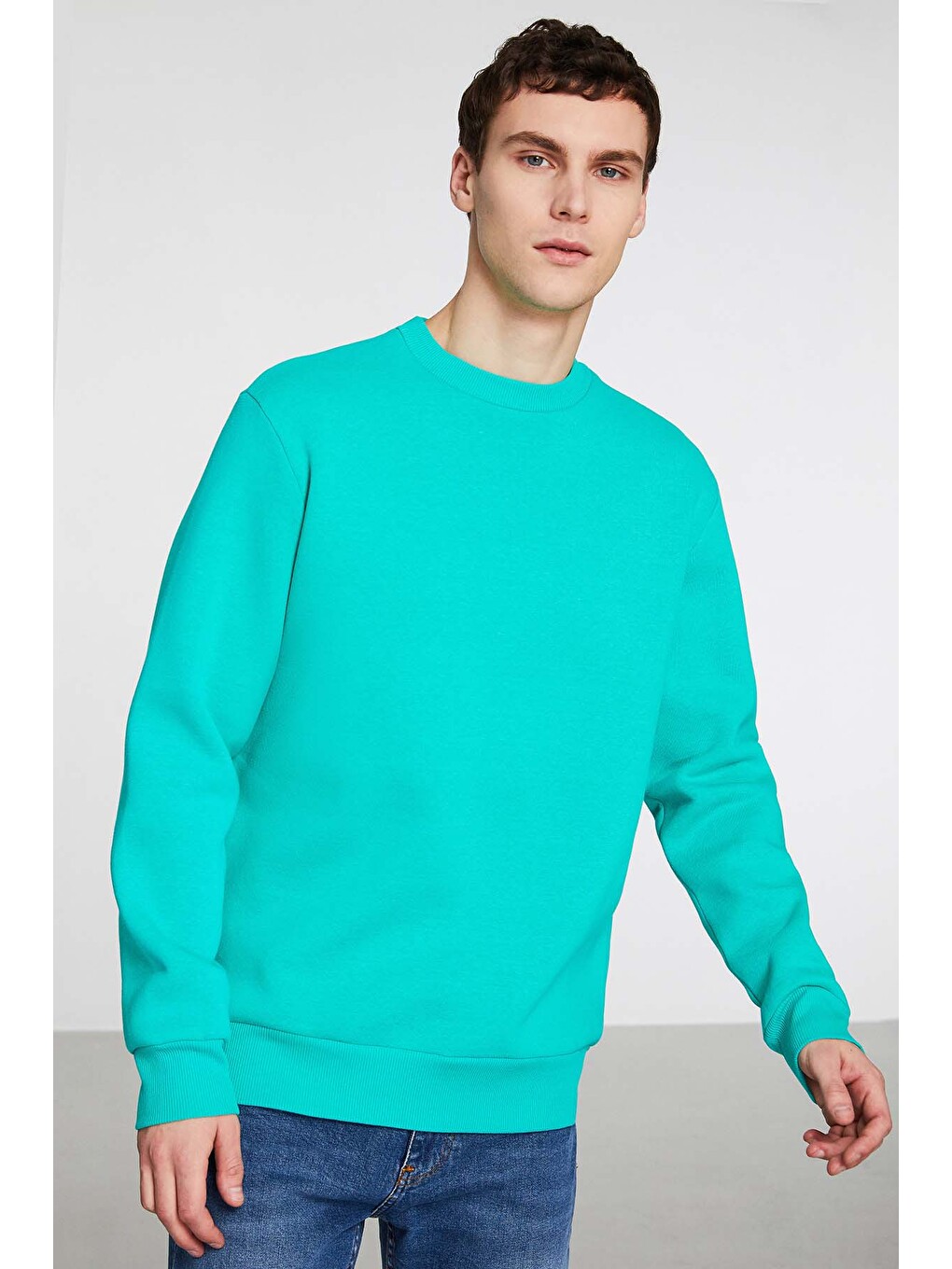 Travıs Erkek Organik Kumaşlı Yumuşacık Regular Fit Yuvarlak Yakalı Yeşil Sweatshirt-1