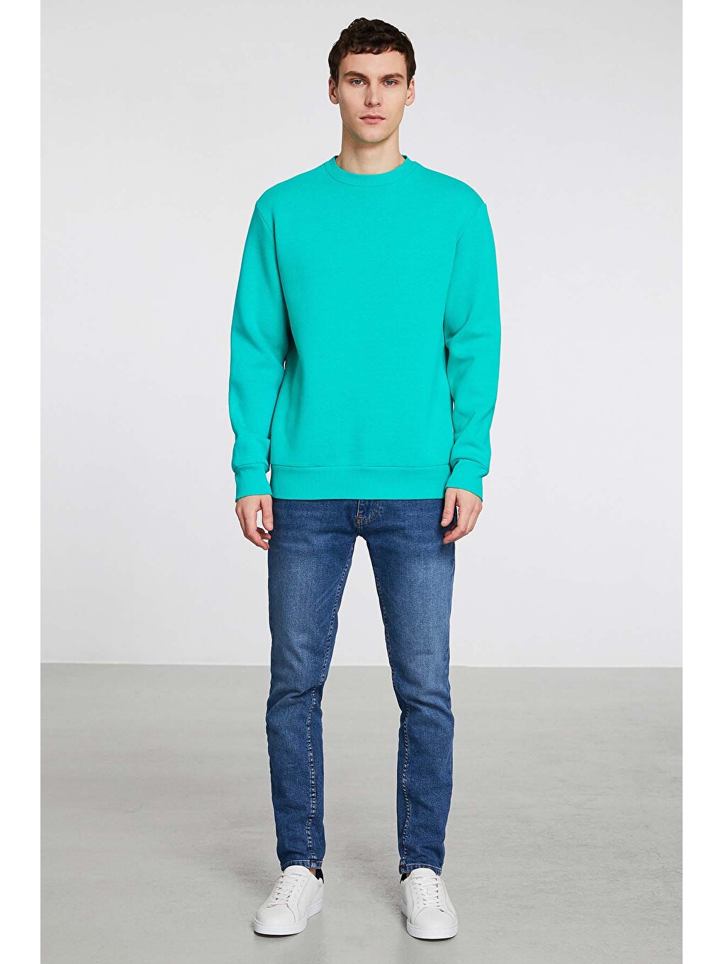 Travıs Erkek Organik Kumaşlı Yumuşacık Regular Fit Yuvarlak Yakalı Yeşil Sweatshirt-2