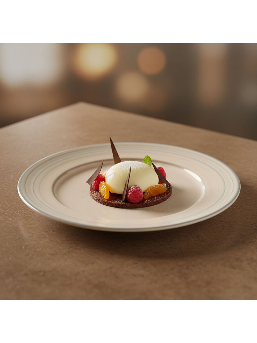 Ekru Valeron 6 Adet 20 Cm Pasta Tabağı Reaktif Agate  969-2