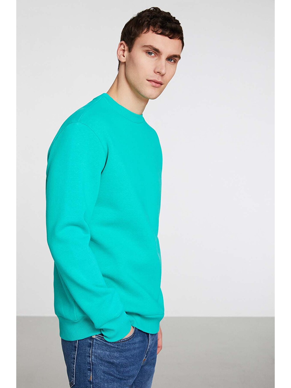 Travıs Erkek Organik Kumaşlı Yumuşacık Regular Fit Yuvarlak Yakalı Yeşil Sweatshirt-3