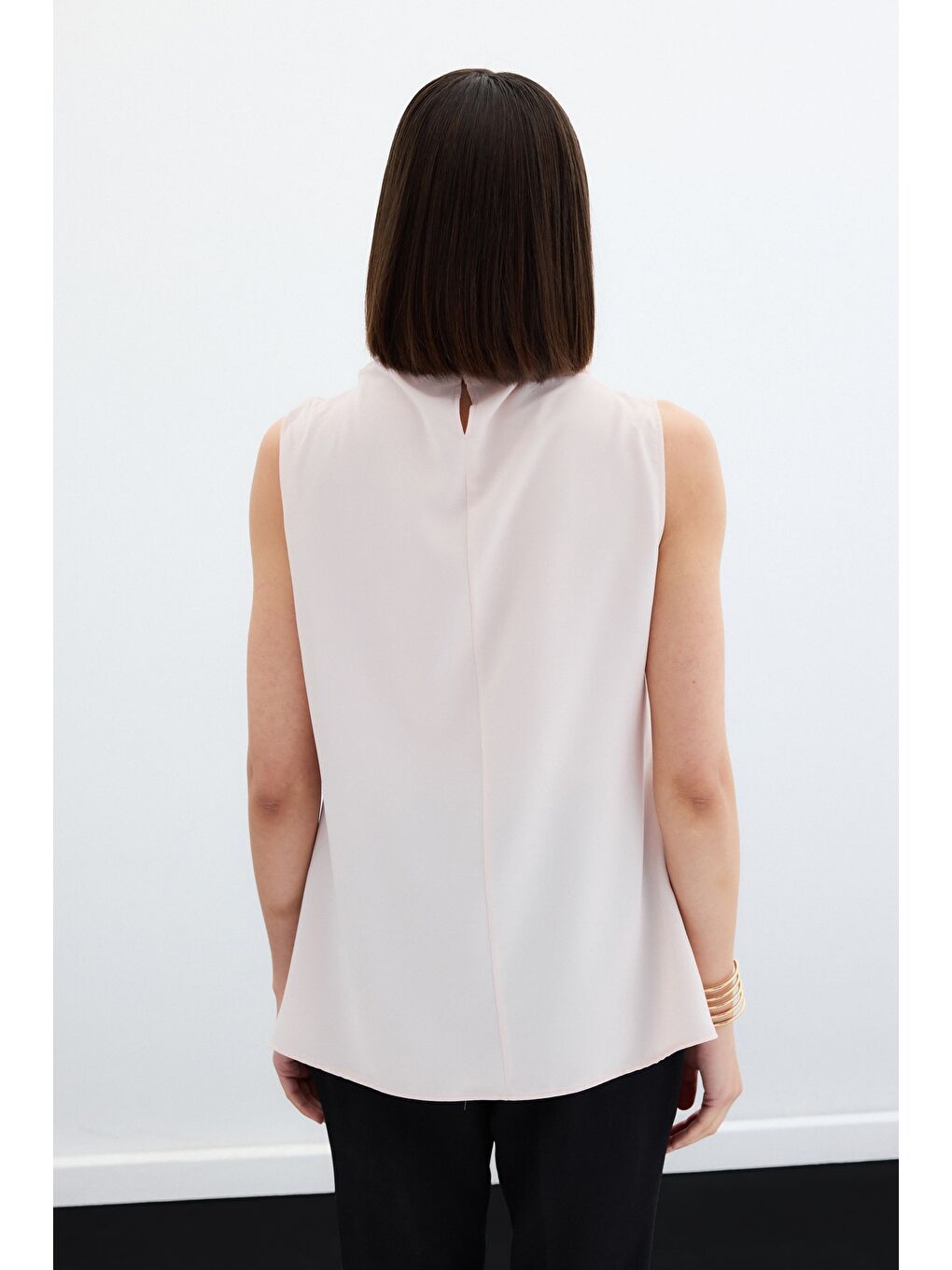 Pembe Tek Omuz Aksesuarlı Bluz - Pudra-7