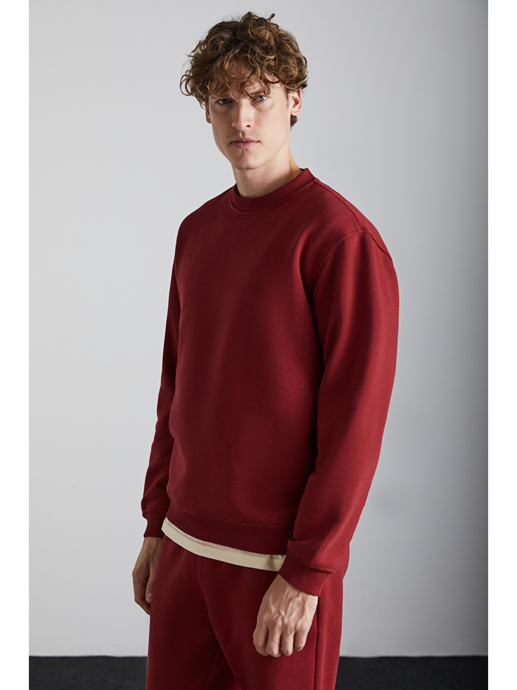 Travıs Erkek Organik Kumaşlı Yumuşacık Regular Fit Yuvarlak Yakalı Bordo Sweatshirt