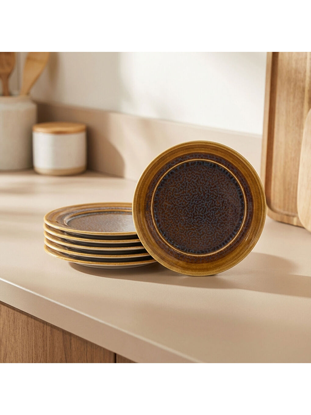 Ekru Valeron 6 Adet 20 Cm Pasta Tabağı  Reaktif Saura 137-3