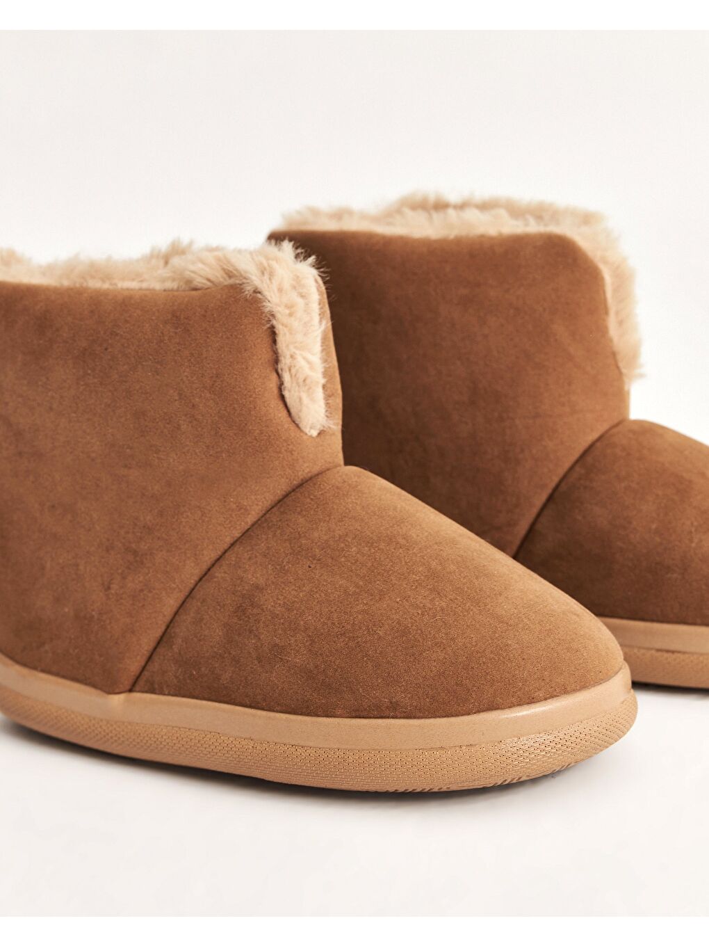 Kahverengi Kadın Camel Nubuk İçi Pelüş Kumaşlı Kışlık Panduf - Harper-2