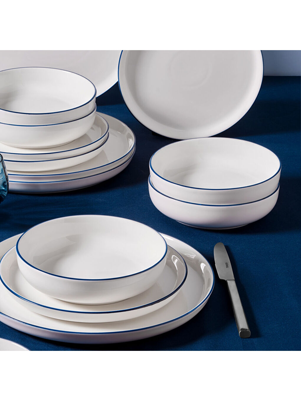 Ekru Bilbao 12 Parça 4 Kişilik Yemek Takımı Lacivert File-1