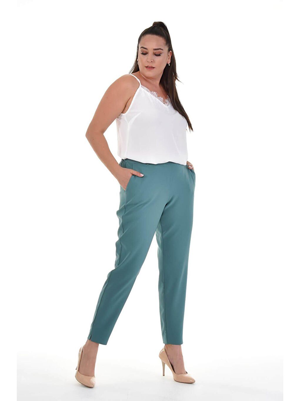 Mylinemoda Mint Yeşil Beli Lastikli Slim Fit Klasik Pantolon - 2