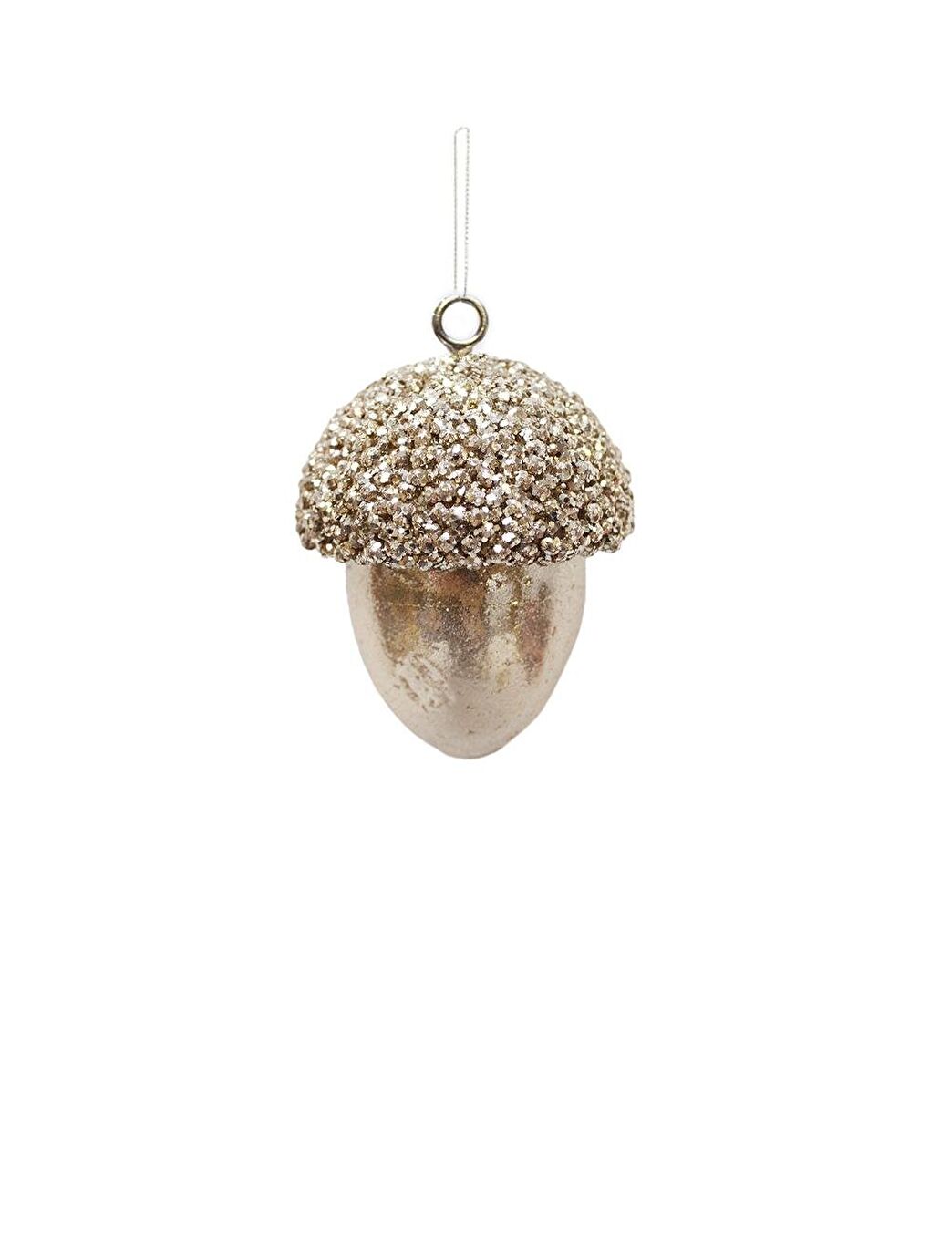 Kahverengi Yılbaşı Ağaç Süsü Meşe Palamudu Asılabilir Lüks Dekoratif Süs Açık Krem 10 cm-1