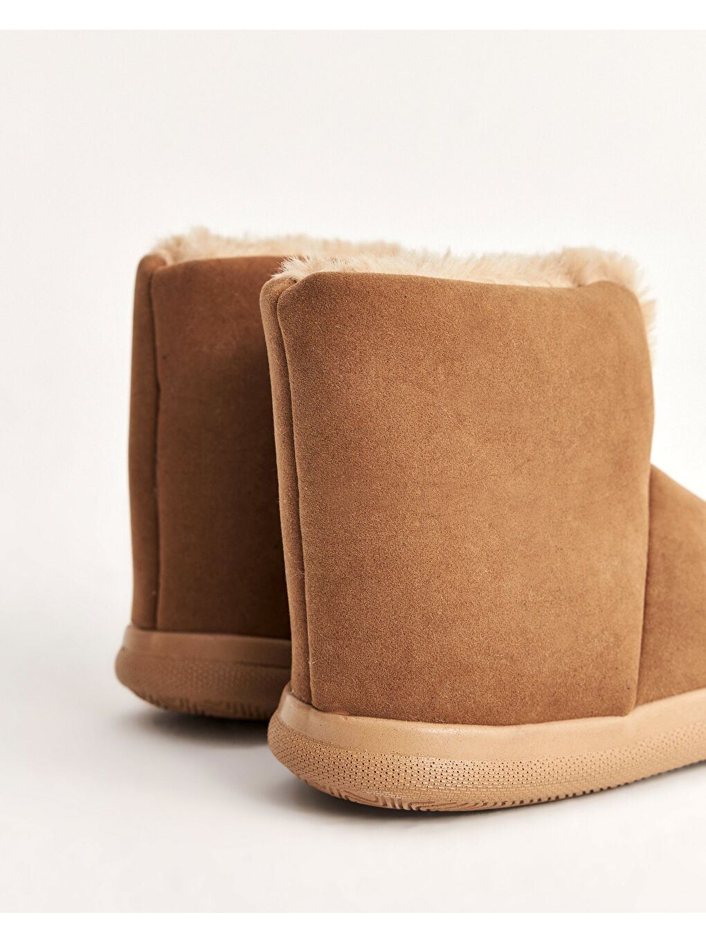 Kahverengi Kadın Camel Nubuk İçi Pelüş Kumaşlı Kışlık Panduf - Harper-3