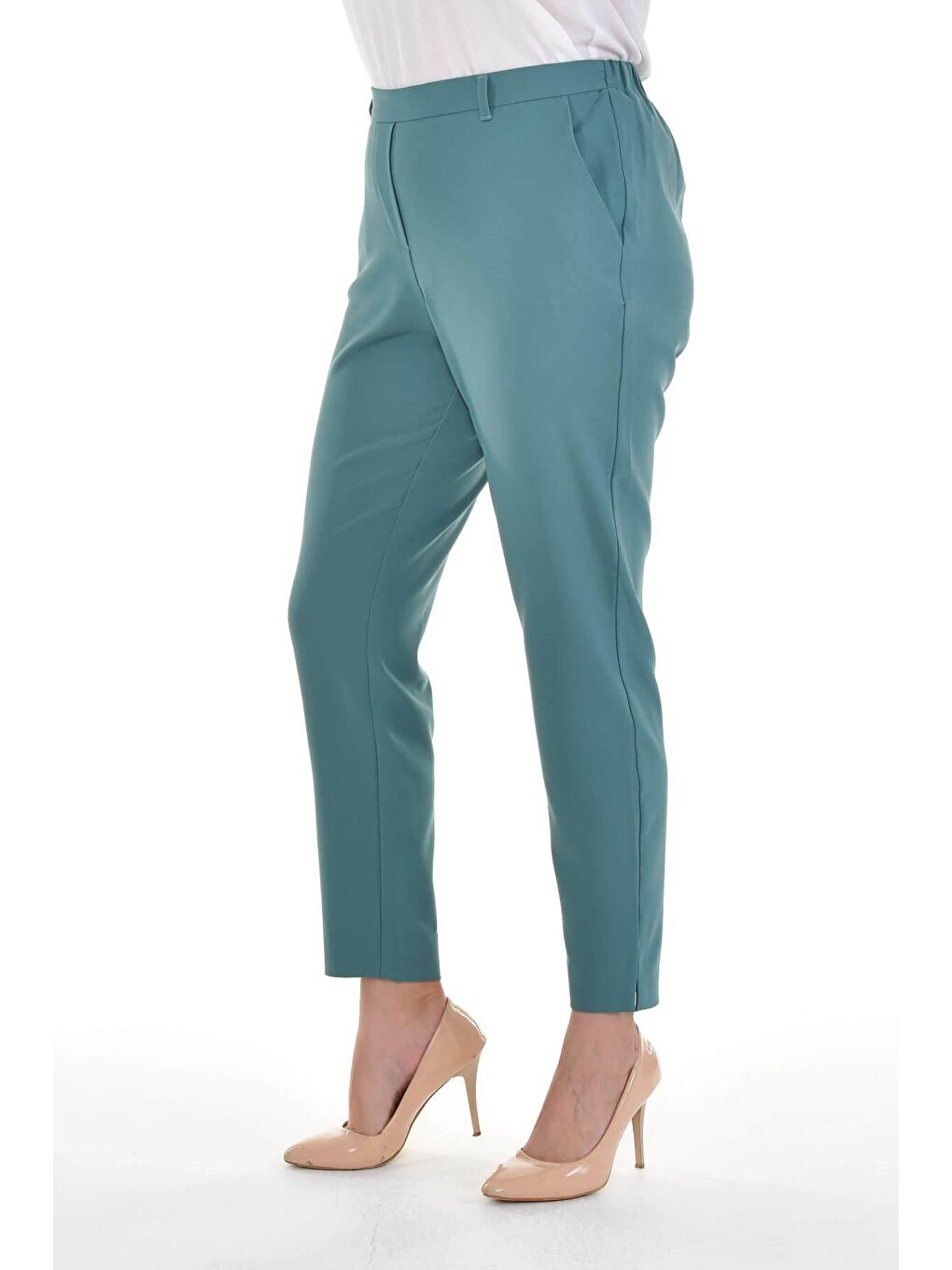 Mylinemoda Mint Yeşil Beli Lastikli Slim Fit Klasik Pantolon - 3