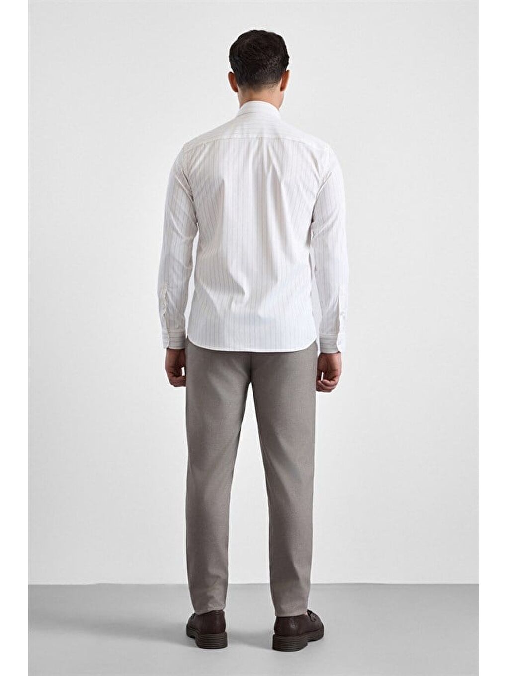 Bej Slim Klasik Yaka Casual Gömlek-4