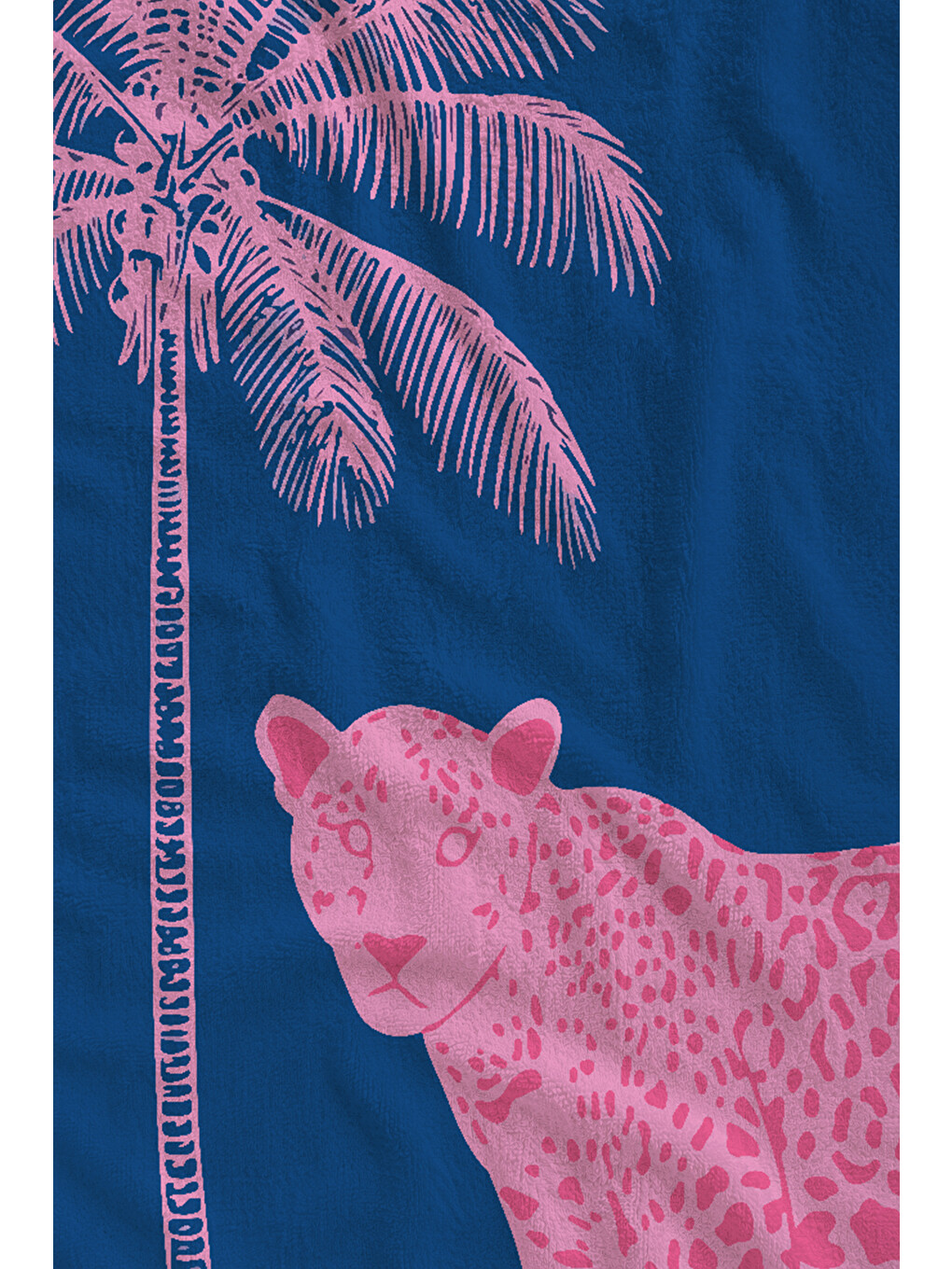 Lacivert Pembe Palmiye Silüet Desenli 70x150 Cm Dijital Baskılı Plaj Ve Banyo Havlusu-1