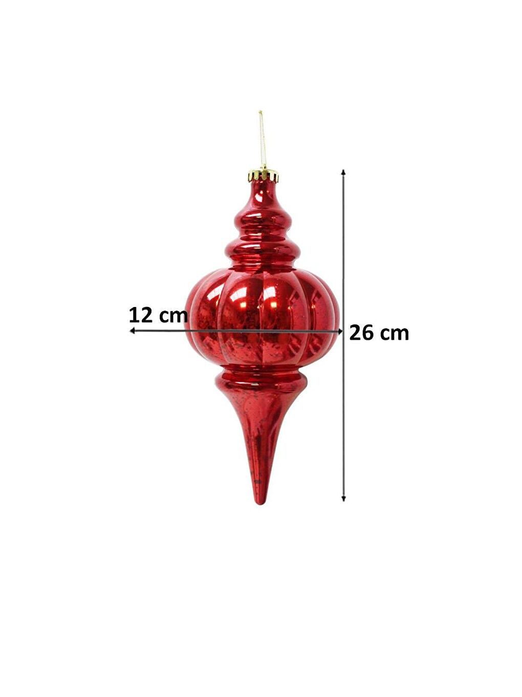Yılbaşı Ağaç Süsü Antik Efektli Sarkıt Asılabilir Dekoratif Süs Kırmızı 26 cm-2