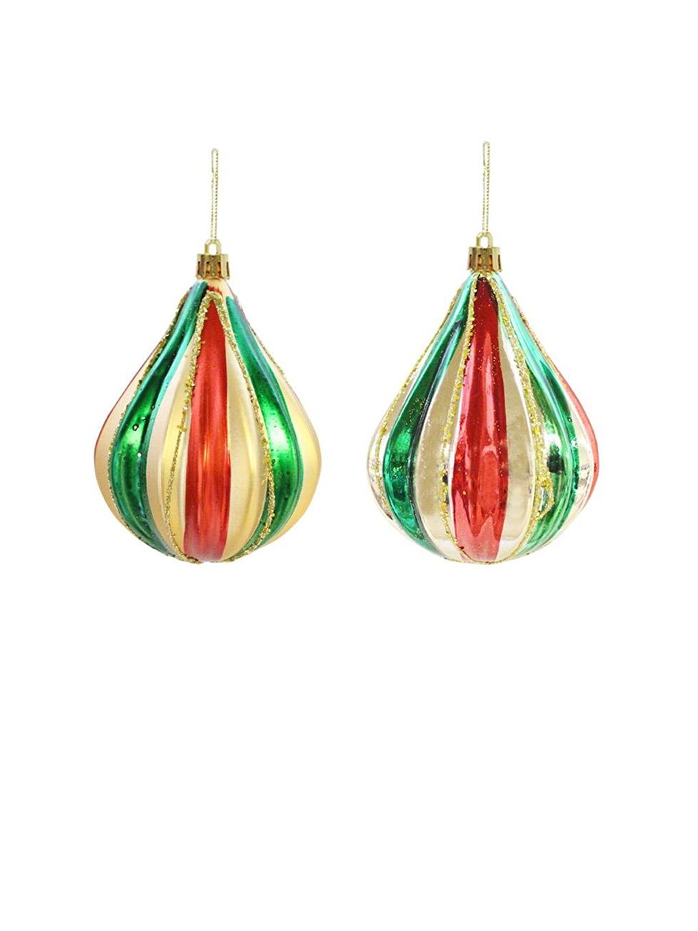 Karışık Yılbaşı Ağaç Süsü Damla Form Simli Çam Ağacı Dekoru Renkli 10 cm 2'li-1